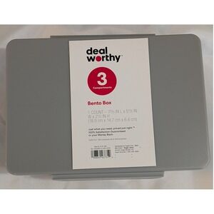 dealworthy Bento Box Unisex OS Gray NEW 3 Compartment Food Storage Container